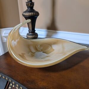 Elegant Tan Glass Decorative Bowl